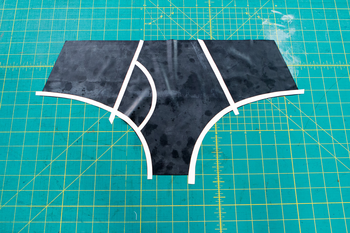 Lay trim over the front section of the briefs