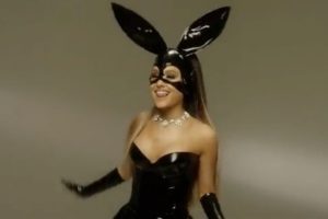 ariana grande being silly in latex dress
