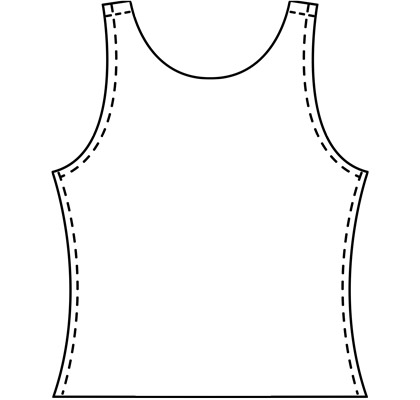 Mens custom tank top pattern for use with latex, vinyl, or other 4-way stretch fabrics.