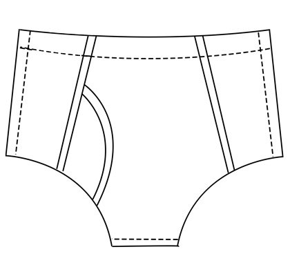 Mens custom y-brief pattern for making latex underwear.