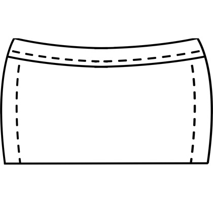 Womens stretch mini-skirt pattern for use with latex or other stretch fabrics.