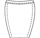 Womens custom pencil skirt pattern for use with leather, stretch pleather, vinyl, latex, or other fabrics. thumbnail image.