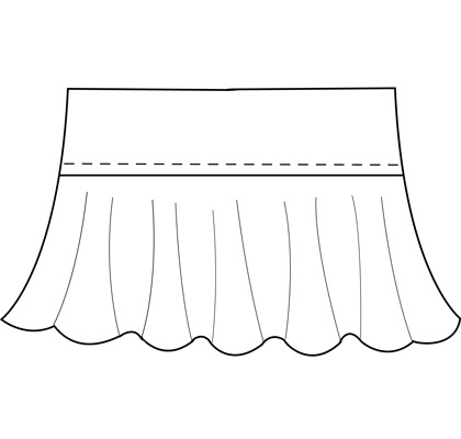 Womens custom ruffle skirt pattern for use with latex, vinyl, or other 4-way stretch fabrics.