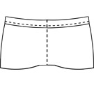 Womens custom short-shorts clothing pattern for use with latex, vinyl, or other 4-way stretch fabrics. thumbnail image.