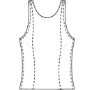 Womens custom princess cut tank-top pattern for use with leather, stretch pleather, vinyl, latex, or other stretch fabrics. thumbnail image.