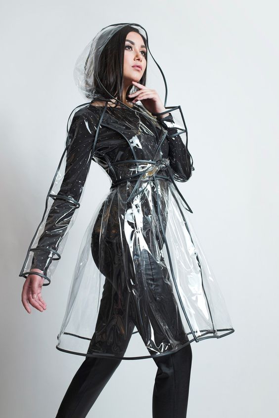 Image of: Clear vinyl raincoat