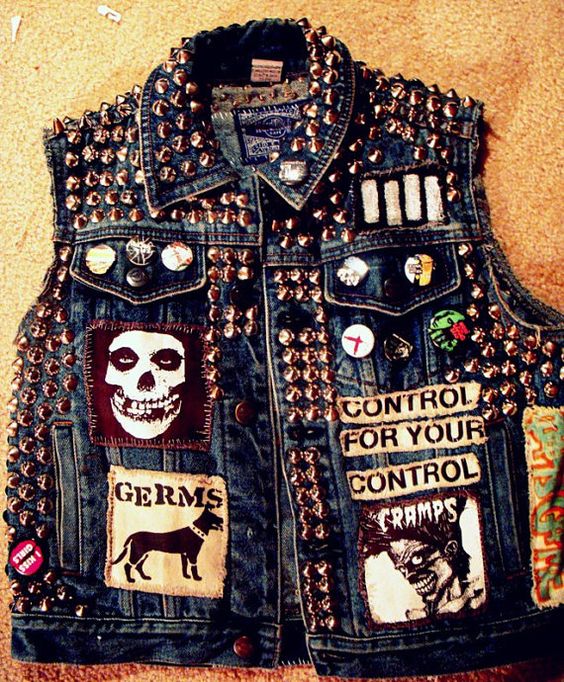 Image of: Custom spiked punk jean vest
