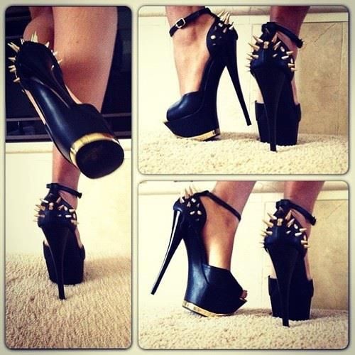 Image of: Black spiked heels