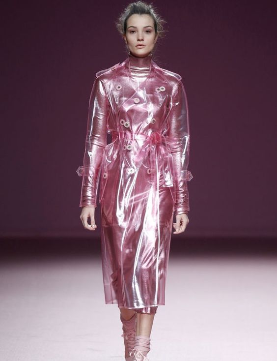 Image of: Clear pink vinyl coat