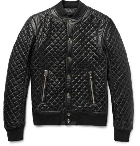 Image of: Quilted faux leather bomber jacket