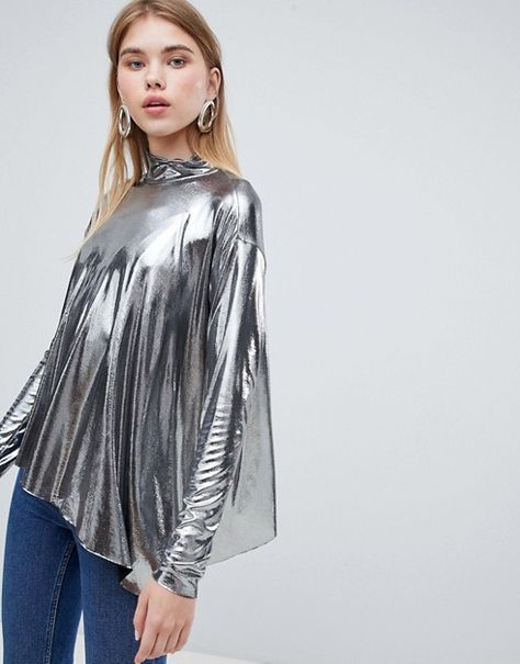 Image of: Space silver metallic spandex