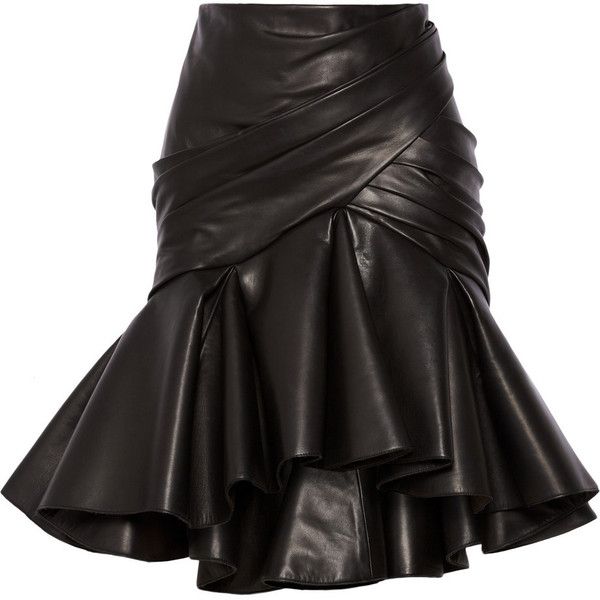 Image of: Wrap effect leather skirt.