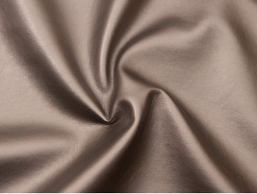 Metallic silver faux leather fabric.
