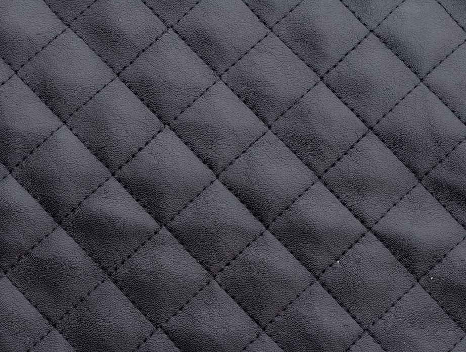 Mjtrends Black Quilted Faux Leather Fabric, Black Pleather Fabric By The Yard