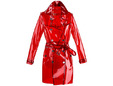 Clear red plastic fabric for raincoat. thumbnail image.