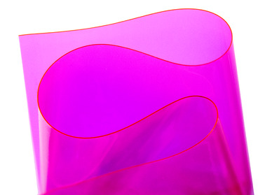 Hot pink semi-transparent vinyl material.