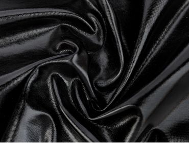 black foil spandex lame 4 way stretch fabric