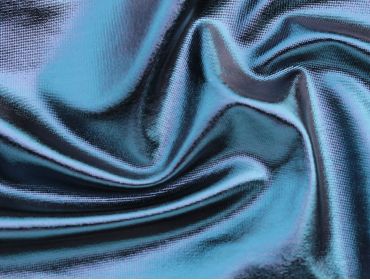 4 way stretch irridescent spandex foil blue fabric