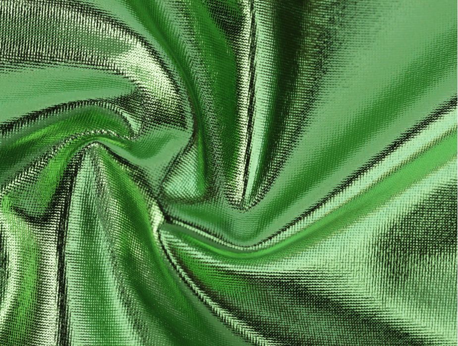 Metallic Foil Spandex: Lime Green