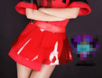 Red plastic material for skirt. thumbnail image.