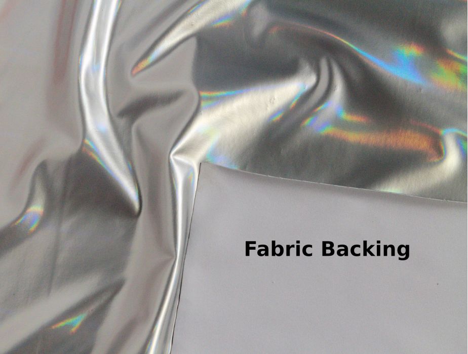 Silver Iridescent Metallic Foil 4-Way Stretch Fabric - Reflective Beauty by  The Yard 