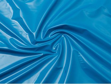 Turquoise blue vinyl fabric.