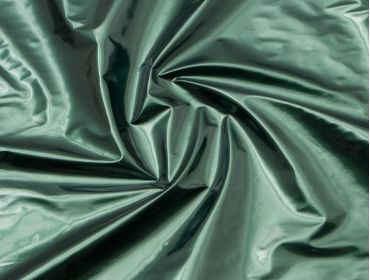 Metallic green vinyl fabric.