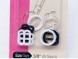 Bra straps and slides in clear, white, and black. thumbnail image.