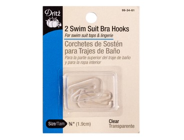Clear bra hook for swimwear, active wear, or lingerie.