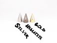 Gold, silver, and hematite colored cone spikes. thumbnail image.