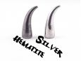 Silver versus hematite eagle claw spikes. thumbnail image.