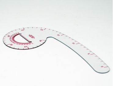 Circular headed french curve ruler.