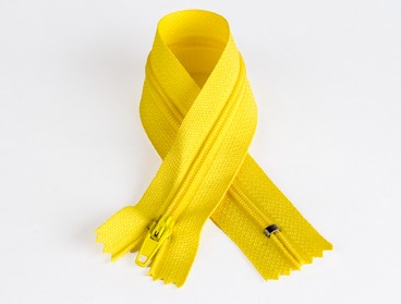Yellow non-separating 9 inch zipper.