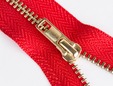 7 inch red brass non-separating zipper. thumbnail image.