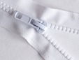 White zipper with plastic teeth. thumbnail image.