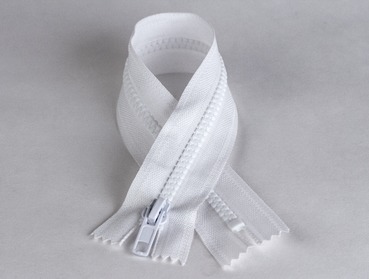 White plastic 12 inch non-separating zipper.