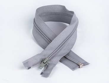 14 inch grey separating zipper with nylon teeth.