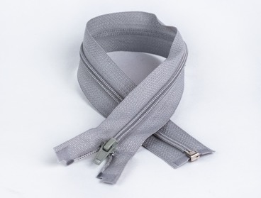 20 inch grey separating zipper with nylon teeth.