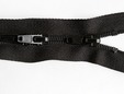 20 inch black zipper with 3 pulls, nylon teeth. thumbnail image.
