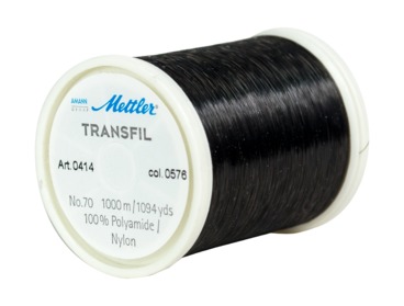 Dark tinted invisible thread by Mettler transfil.