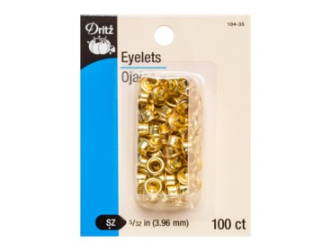 Dritz brass - gold eyelets for corset lacing, fashion, bags, and more.