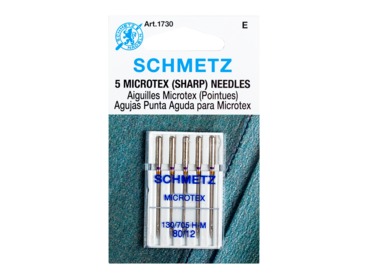 Schmetz size 80-12 sharp microtex sewing needles.