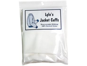 White 100% nylon quick dry cuff for jackets, coats, leggings, etc.