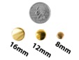 Size of flat gold round spikes. thumbnail image.