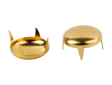 Gold dome studs for jackets, hats, clothing.