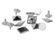 Silver pyramid spikes for jeans, jackets, shoes, and hats. thumbnail image.