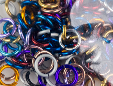 Multi-colored jump rings.