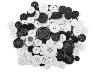 Pack of black and white buttons.