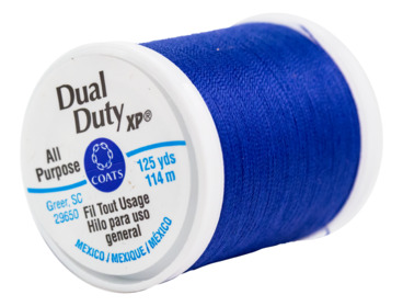 Royal blue all purpose polyester thread.