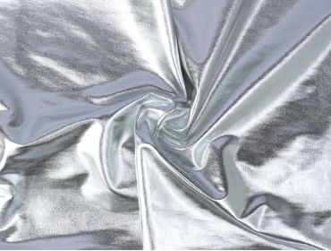 reflective spandex foil lame silver stretchy fabric